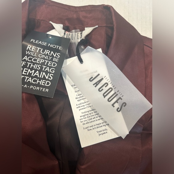 Sleeping With Jacques Silk Lenny Blazer Size Small NWT Chocolate Brown - Picture 4 of 6